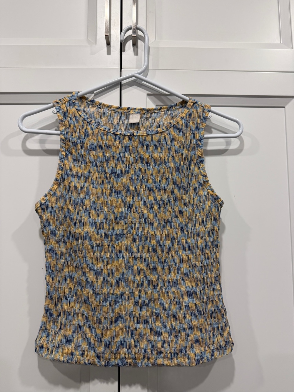Blue & Yellow Textured Ribbed Tank